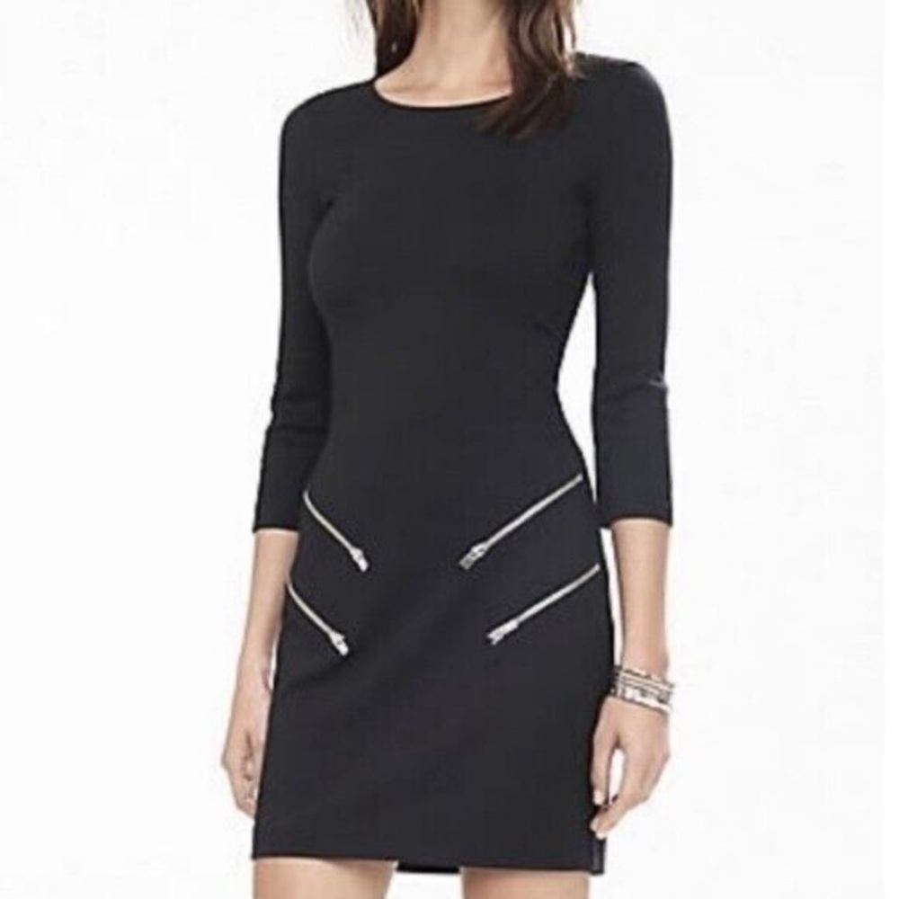 Express Black Bodycon Dress with Zipper Details